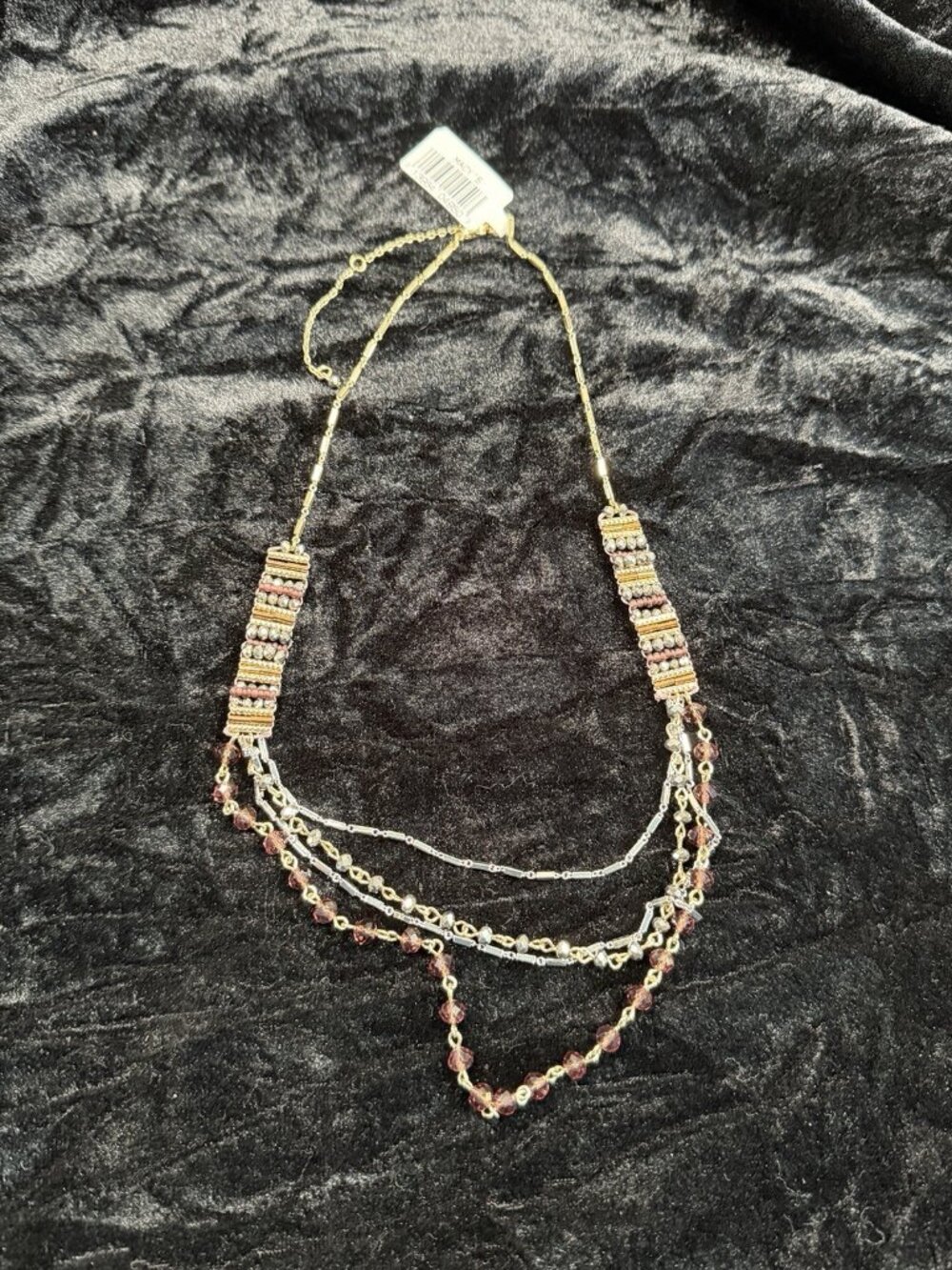 Macy's Layered Beaded Chain Necklace Gold Tone NWT